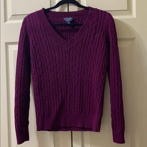 Chaps classic women’s rich plum cable knit sweater